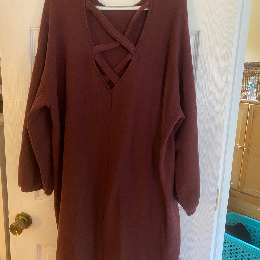 Oversized sweater dress with open back